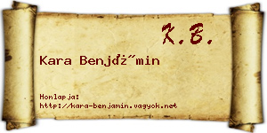 Kara Benjámin névjegykártya