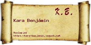 Kara Benjámin névjegykártya